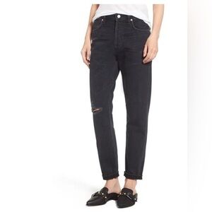 CITIZENS OF HUMANITY Liya High Waist Slim Boyfriend Button Fly Black Jeans Sz 25